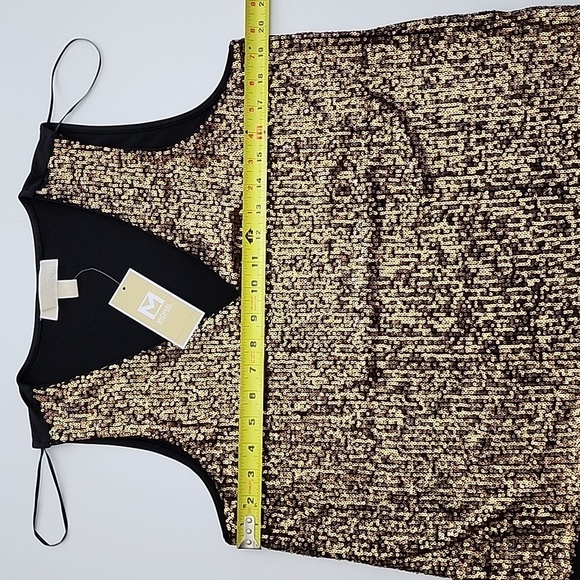 NWT Michael Kors Black Bronze Gold Sparkly Sequin Sleeveless V Neck Top Size L - Picture 9 of 9